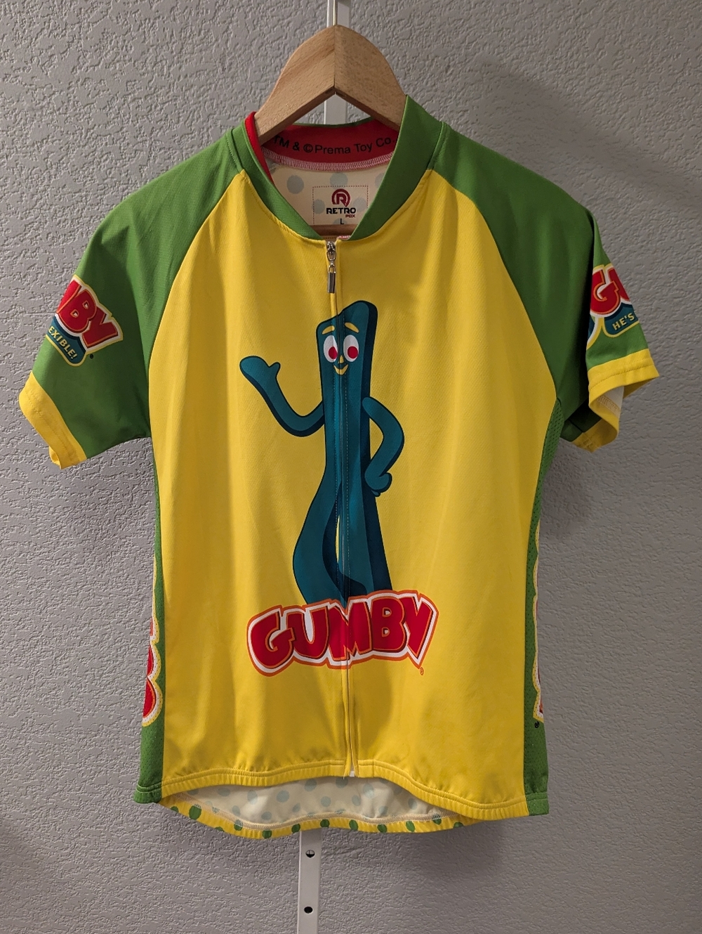 Gumby Cycling Jersey - Green and Yellow Retro Dx Large
